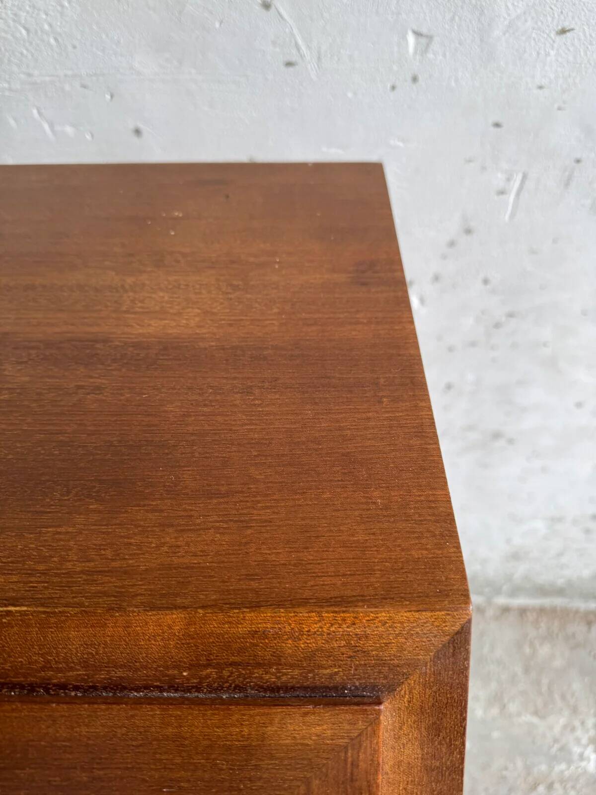 DeCoene antique wood writing desk with beige striped upholstered chair, brass-accented classic set