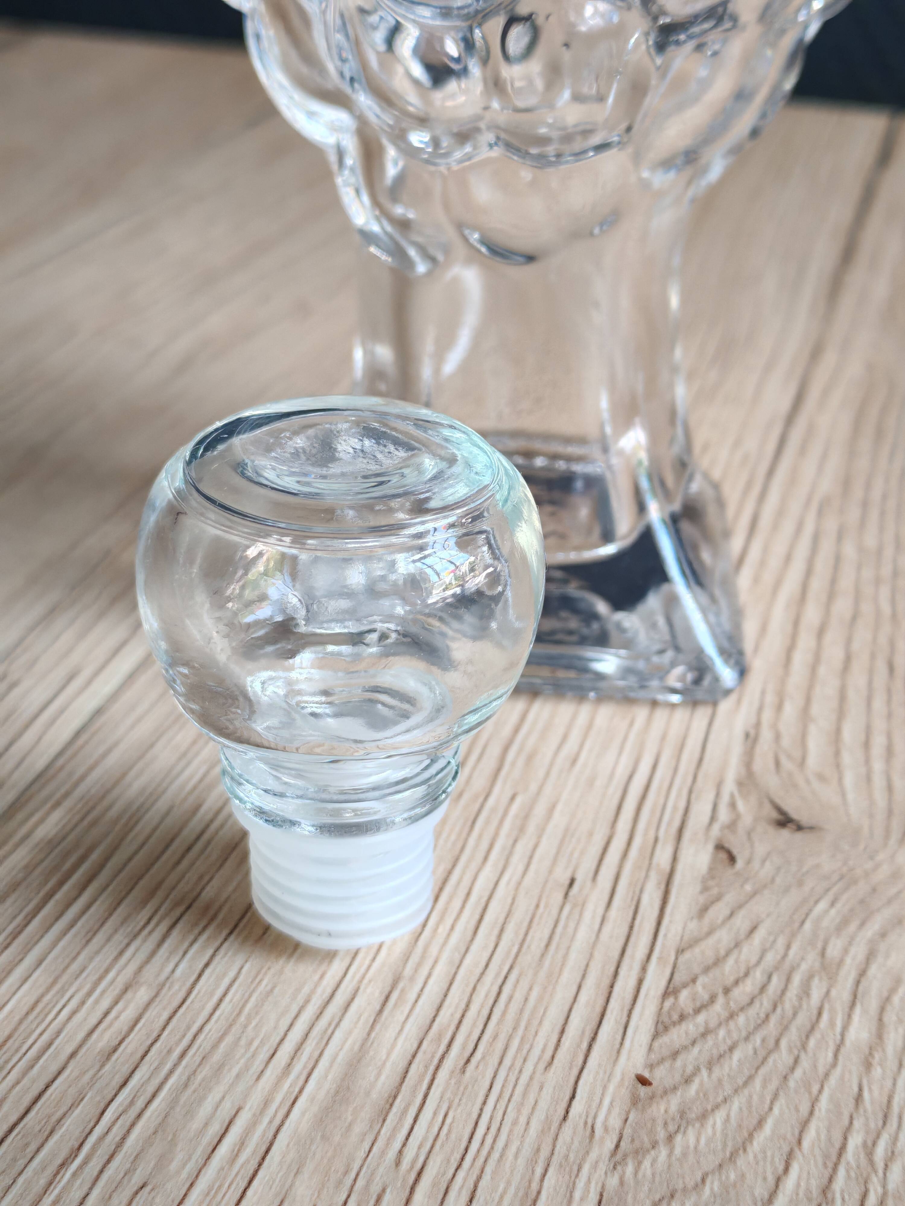 Carafe glass bottle moulded grape bunch vintage | Ball stopper