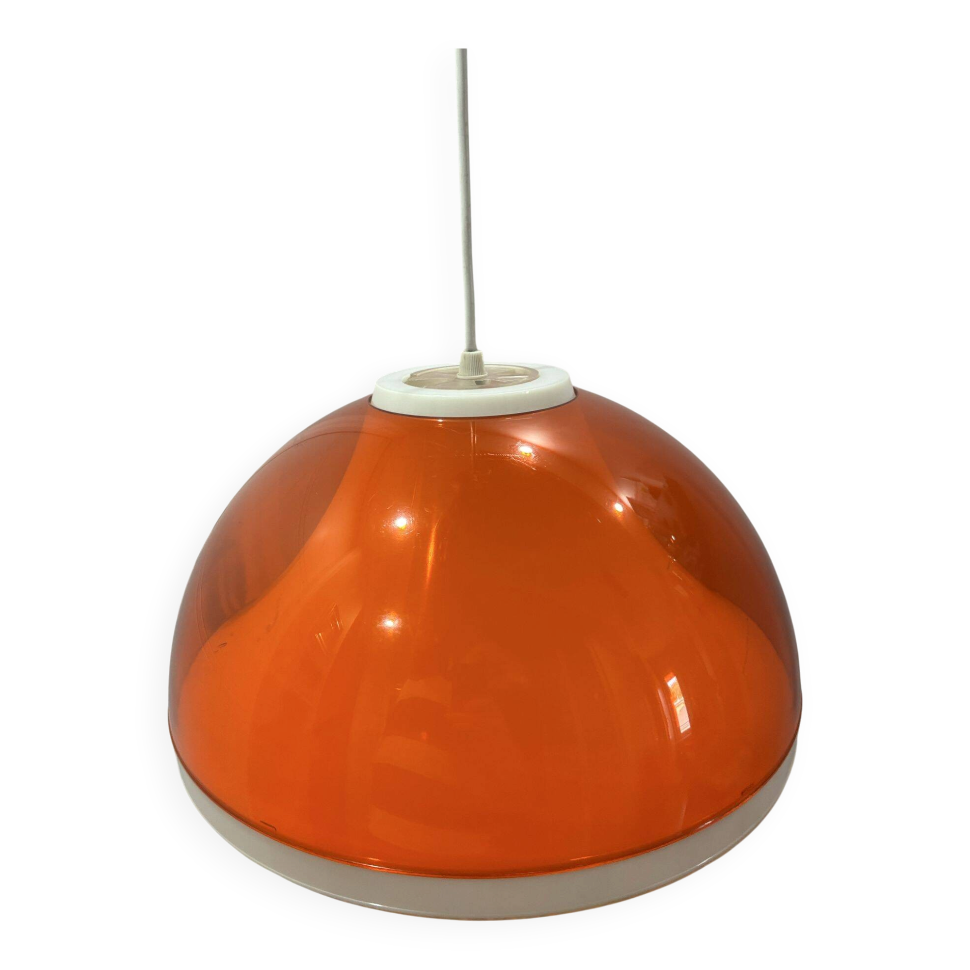 Dijkstra orange acrylic pendant lamp, 1970s