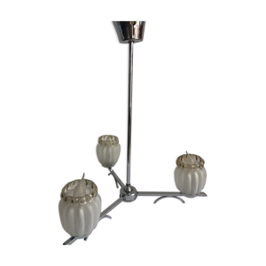 Lustre art déco 3 feux argenté