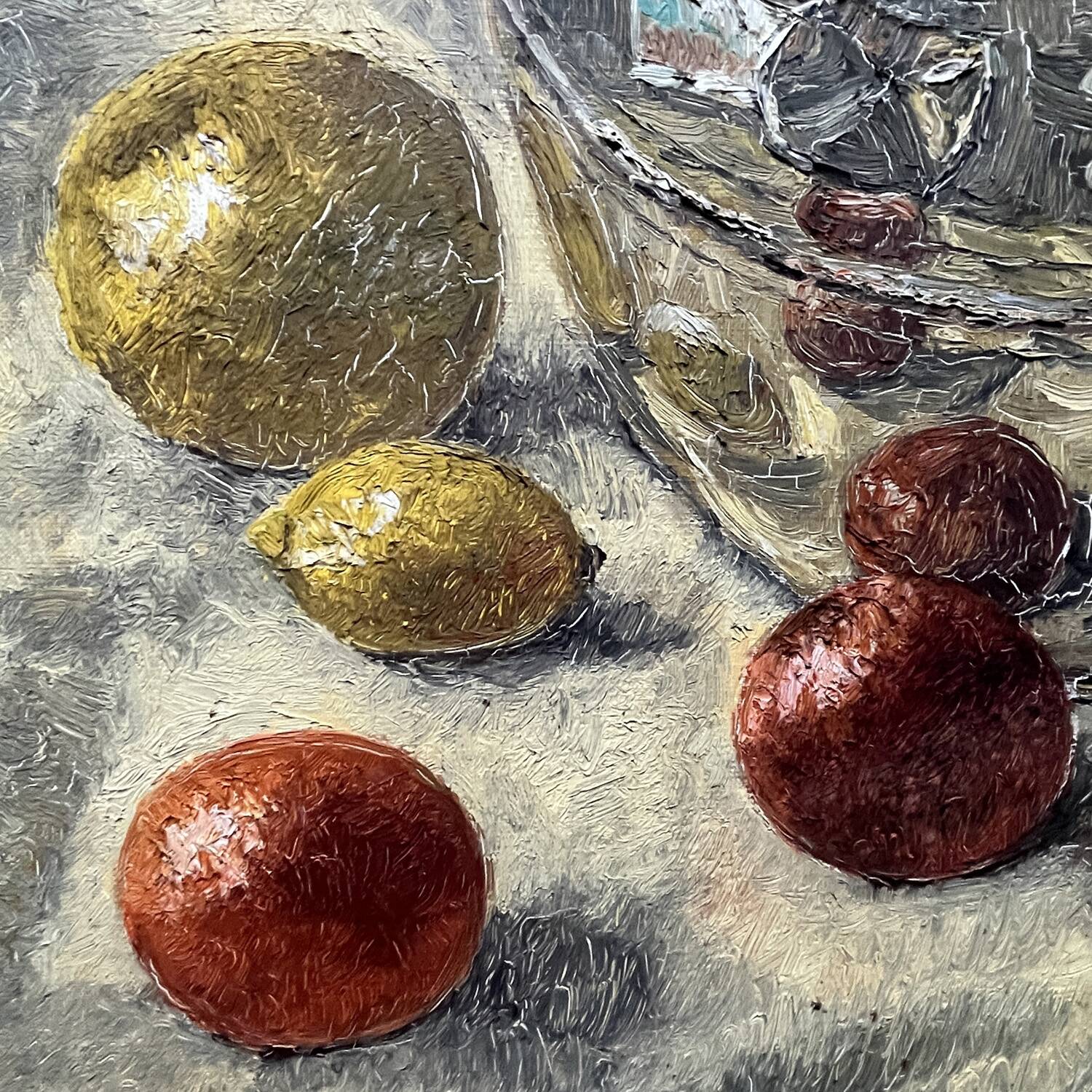 Painting 60's "The Silver Jug" signed Guénégueau