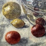 Painting 60's "The Silver Jug" signed Guénégueau