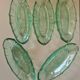 Set of 5 small pressed green glass dishes - Art Deco style / Wine