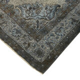 Handmade distressed oriental 1980s 203 cm x 324 cm grey rug