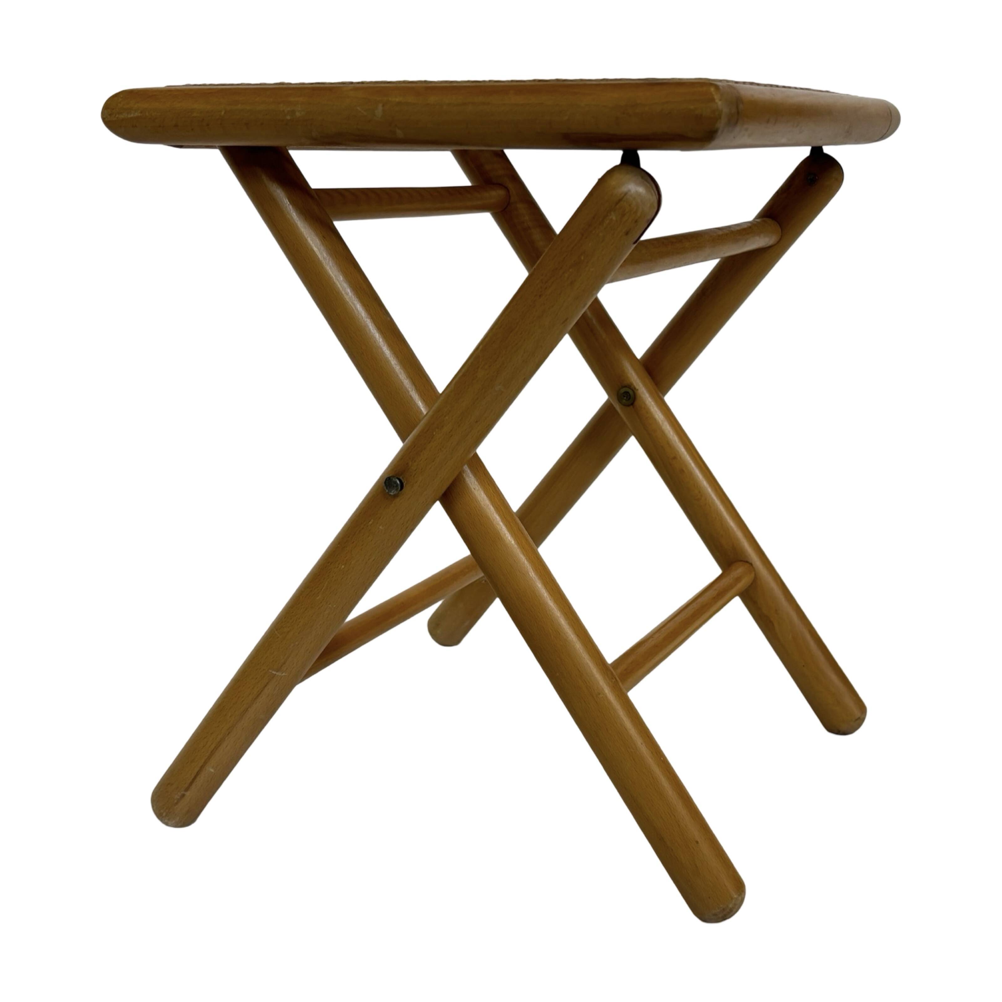 vintage side table stool thonet style webbing