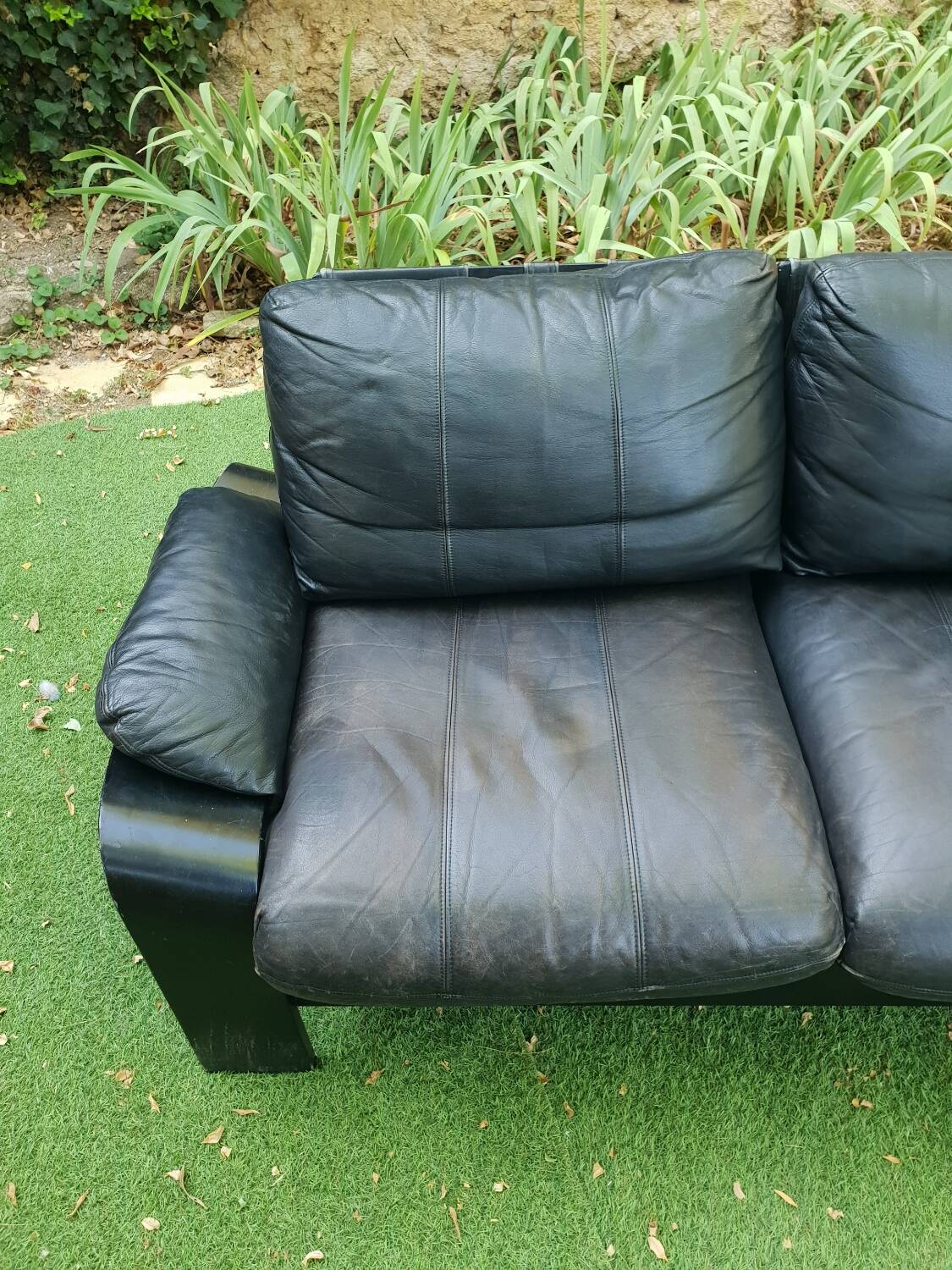 3 seater leather sofa 1970