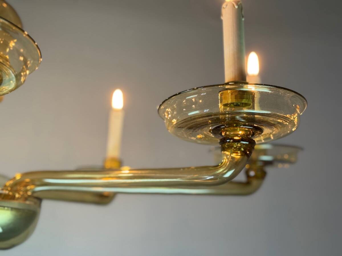 Venetian chandelier in golden Murano glass, Venini circa 1920