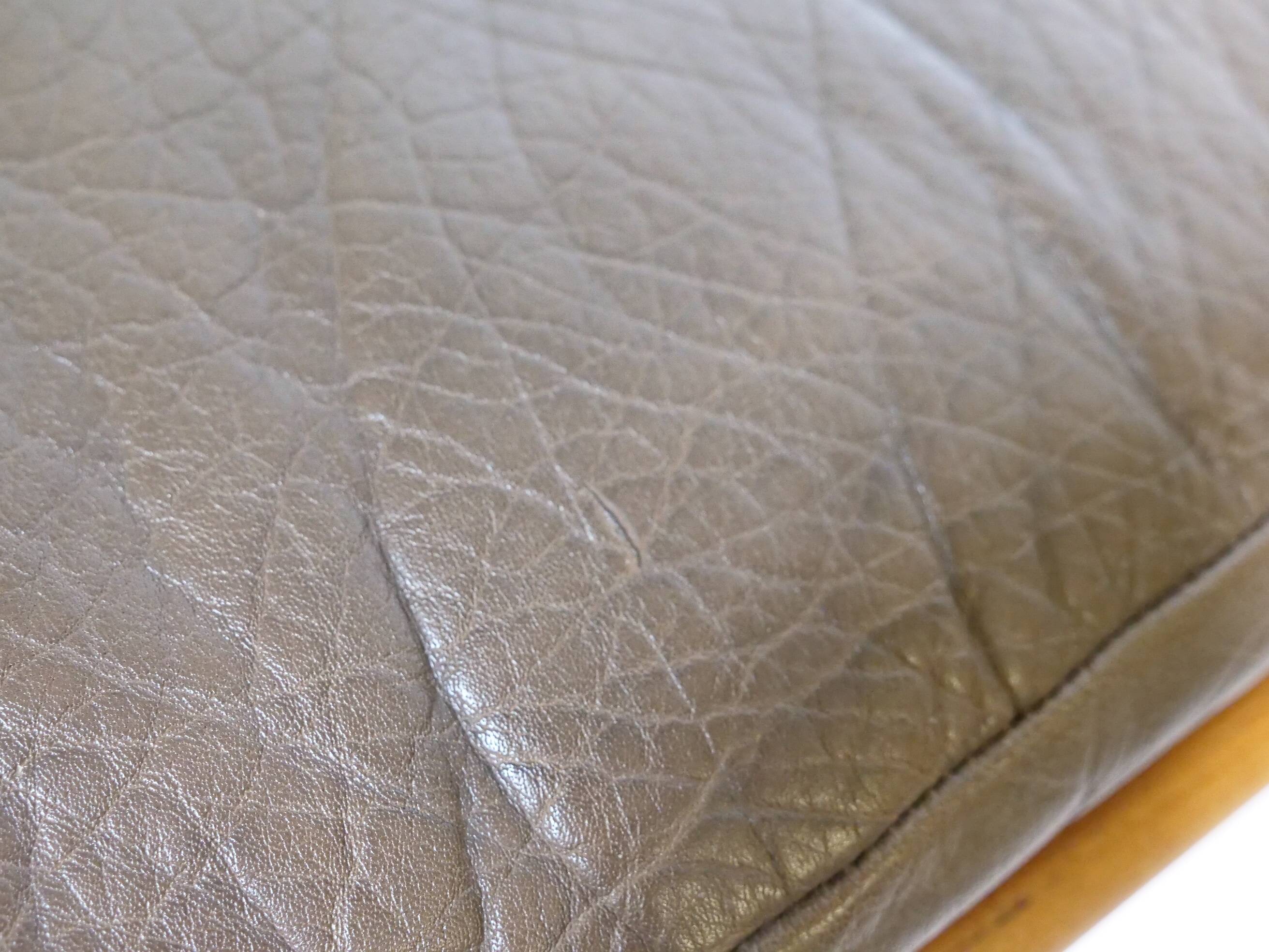 Mid-Century Danish Teak Footstool with Leather Cushion, 1970s