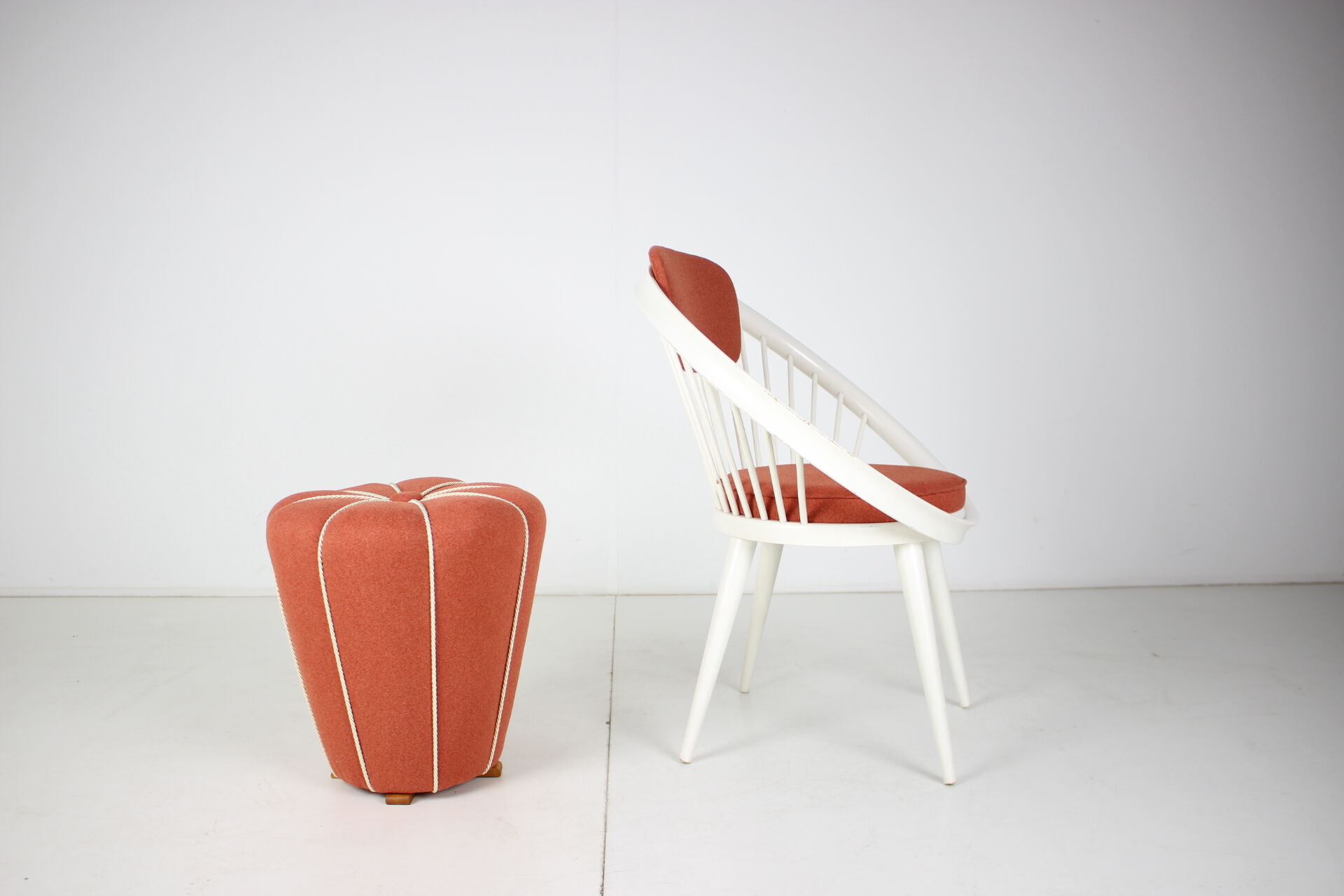 Set of lounge chair with tabouret, 1950's, 1970's