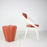 Chaise avec pouf années 1950