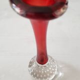 Soliflore vase aseda suede 1970s bones model - calibrated bubbles - ruby color