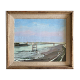 Painting "La Lagune" Marine Seaside signed and frame