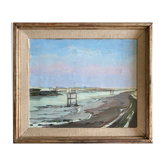 Tableau  "La Lagune" Marine Bord de mer signé et cadre