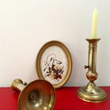 Ancien bougeoir en laiton avec poussoir binet