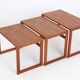 Set of 3 "#253" teak nesting tables by Kai Kristiansen / Mid-century Danish modern design / Minimalism / 1960s