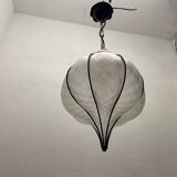 Suspension en fer forgé et verre de Murano des années 1980