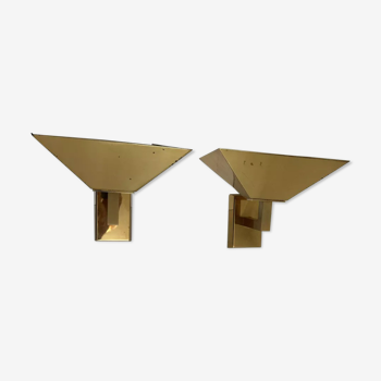 Pair of solid brass vintage wall lamp, Germany 1980