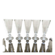 5 antique Caton-style champagne flutes in glass or crystal