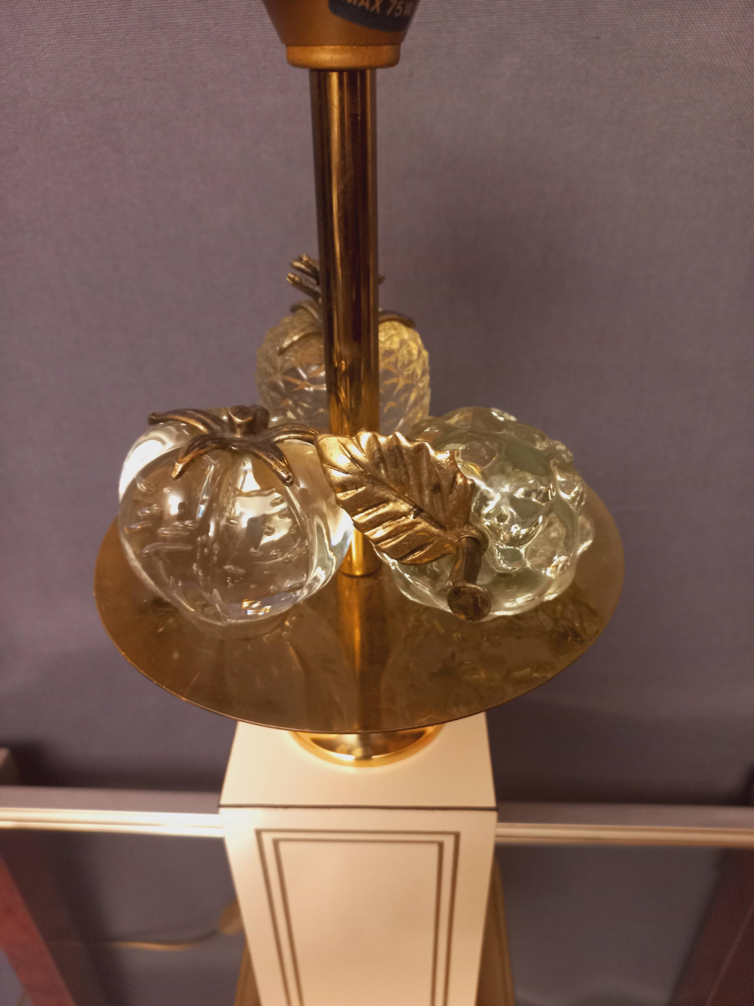 Large designer lamp in brass and ivory lacquer