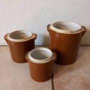 Lot 3 pots/saloirs en grès vernisse