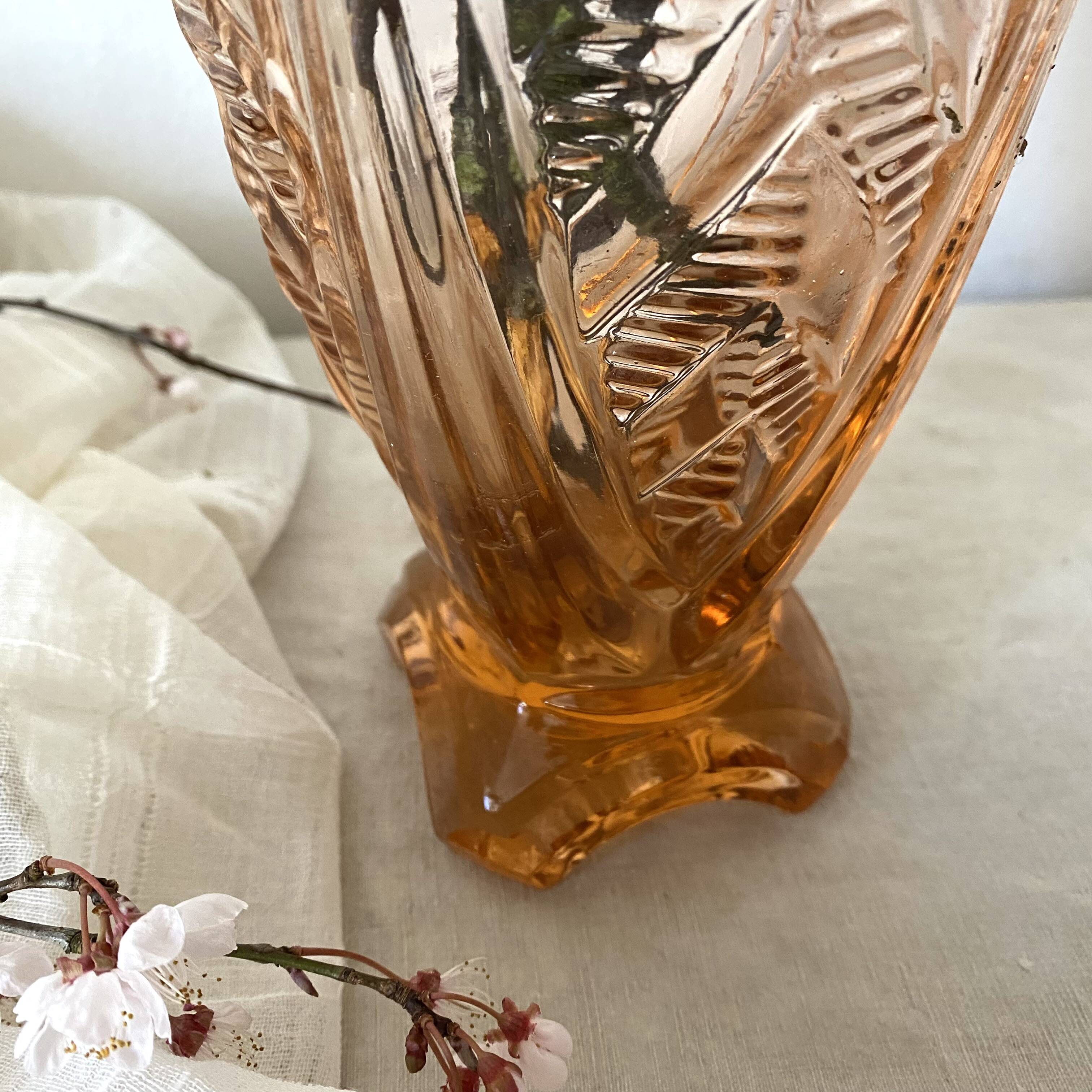 Tall pink art deco vase