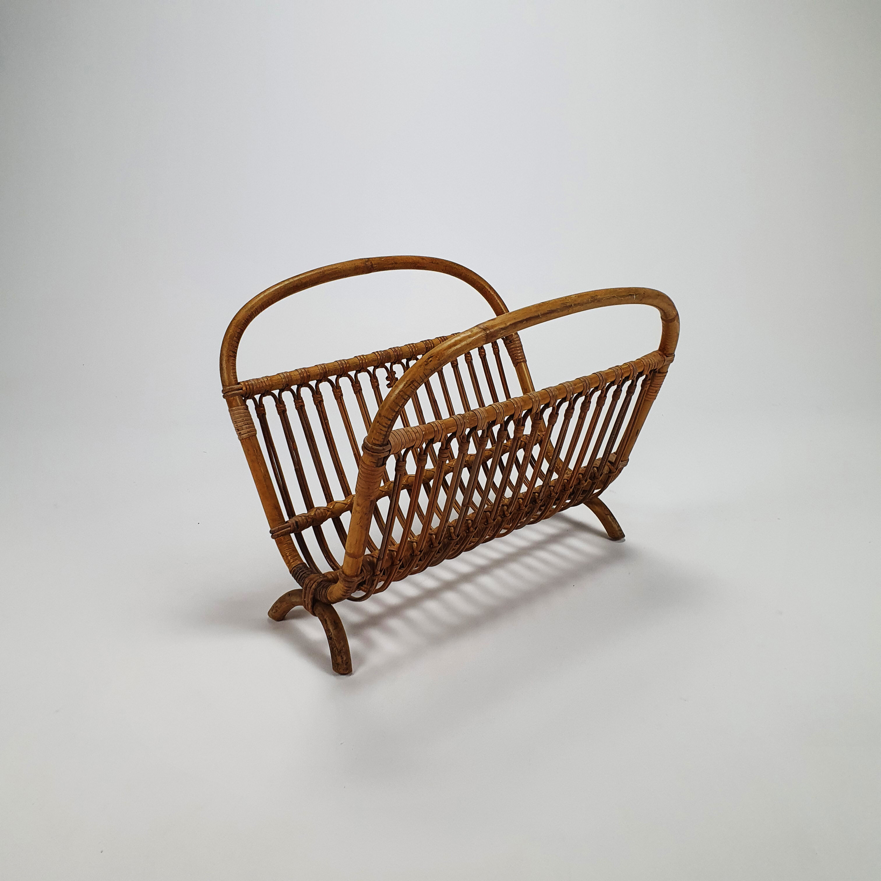 Mid Century Bamboo Magazine holder, 1960s