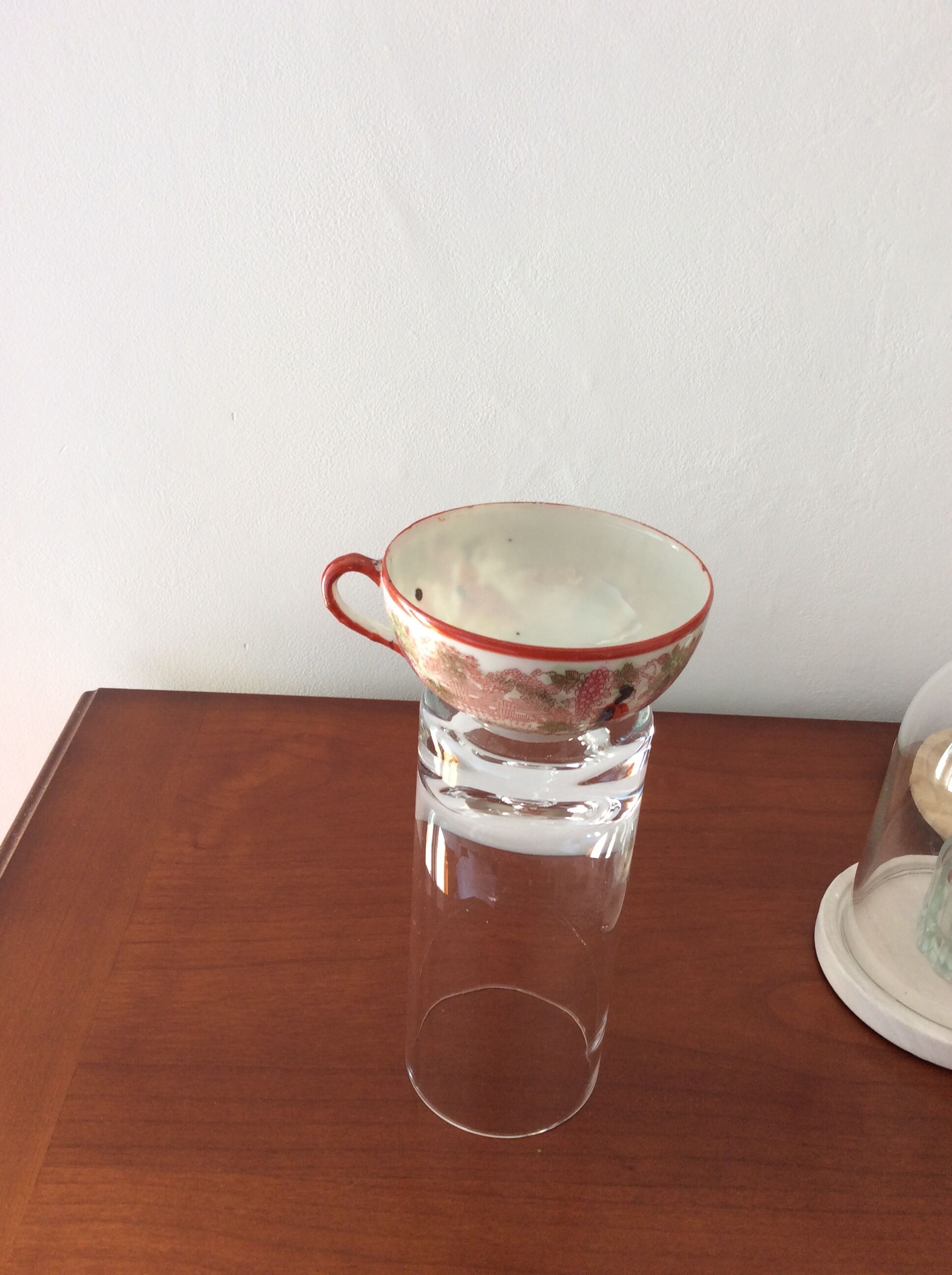 Set of 8 very old fine porcelain cups Japan and 2 under cups