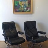 Scandinavian design leather armchairs 70s