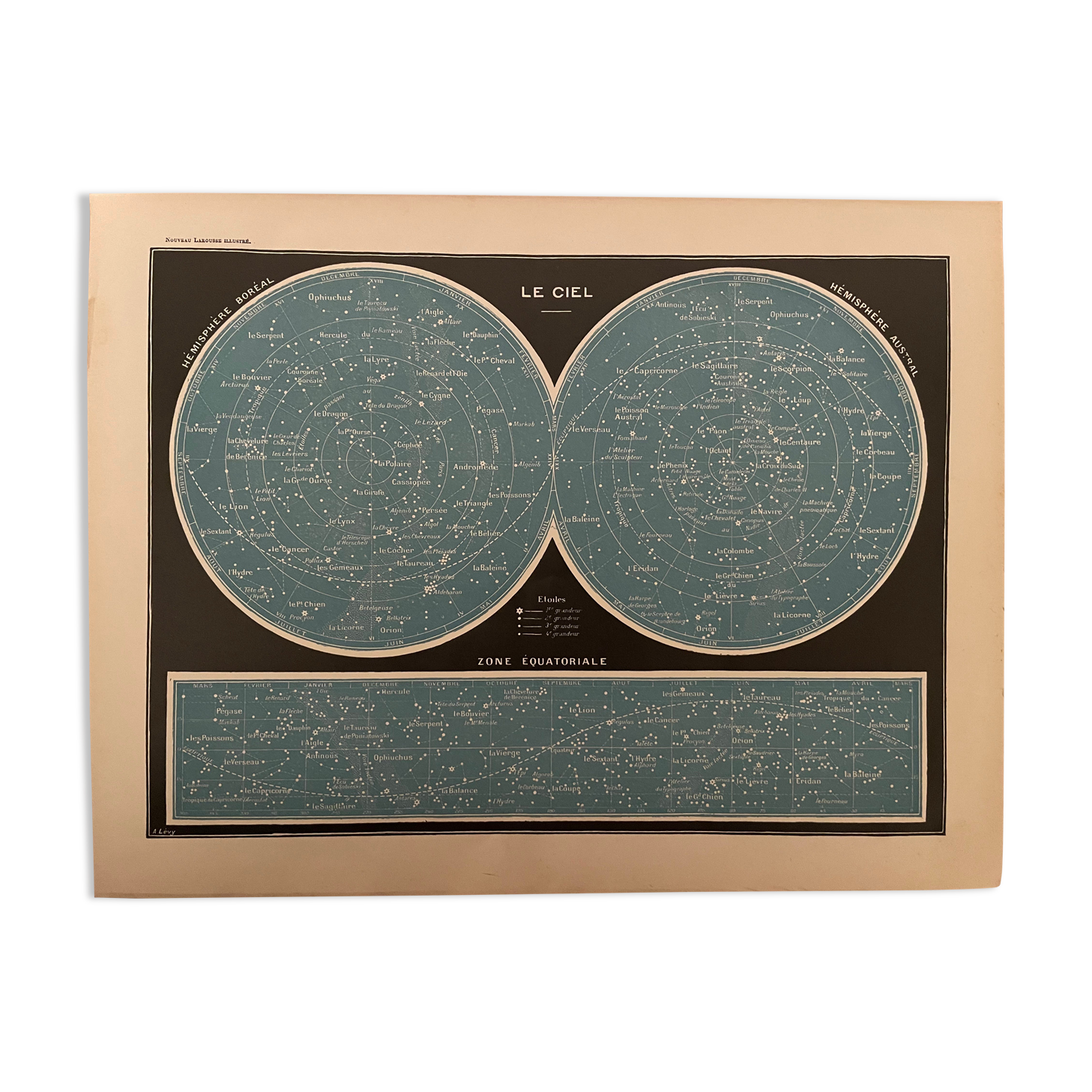 Lithograph engraving on the sky of 1897