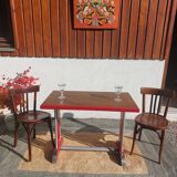 Bistro table, wood and aluminum