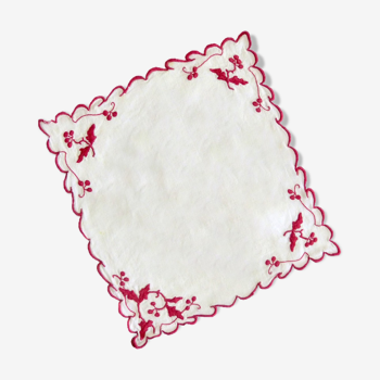 Torchon ancien motif cerises