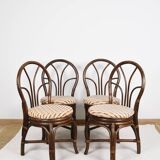 Set of 4 turned wicker chairs, vintage.
