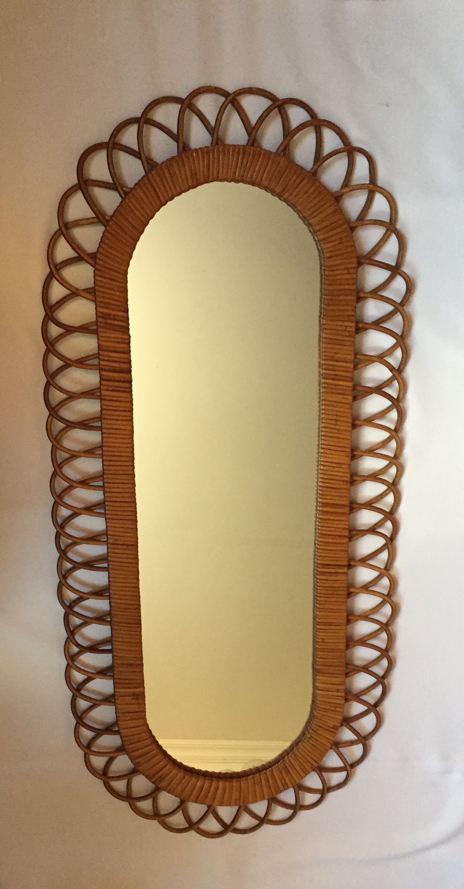 Mirror in rattan vintage 96 x 45cm