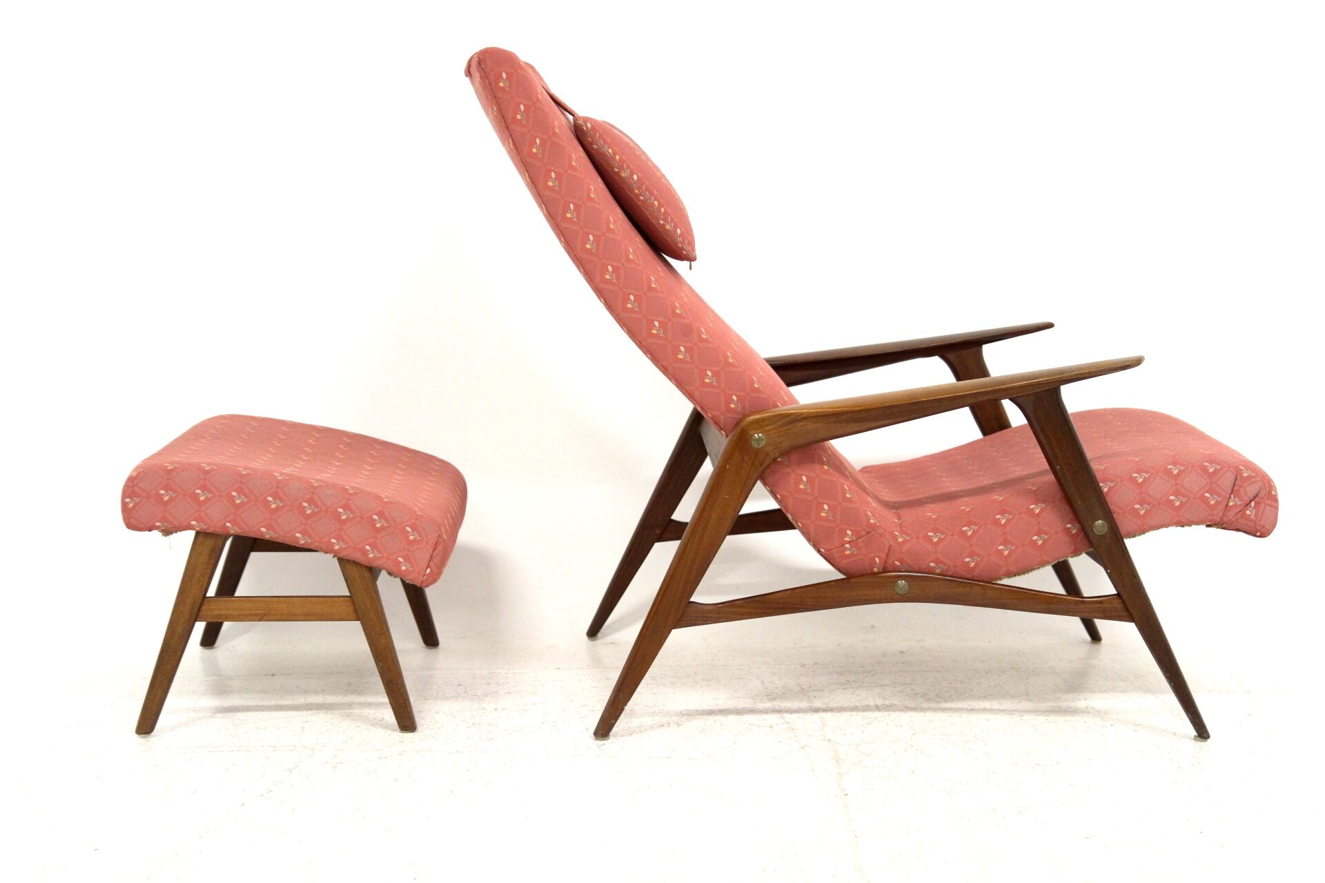 Scandinavian teak armchair & footrest, Sweden, 1960