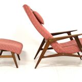 Scandinavian teak armchair & footrest, Sweden, 1960