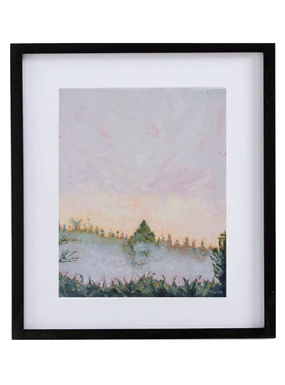Peinture, l'arbre et la brume.