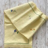 Antique hand-embroidered tablecloth - 10 place settings - 165x200 cm - Linen