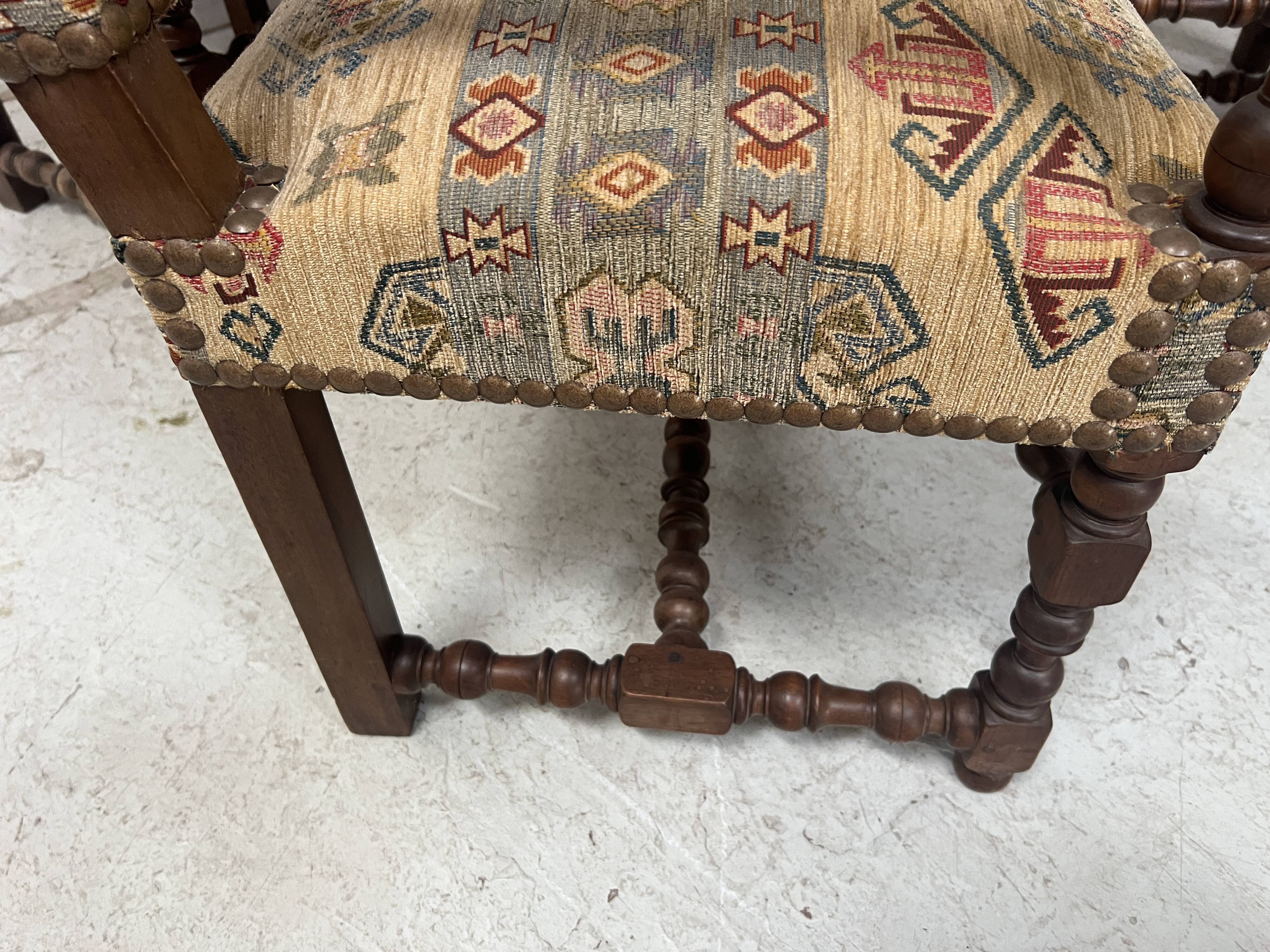 Set of four Louis XIII style high-back armchairs, 20th century.