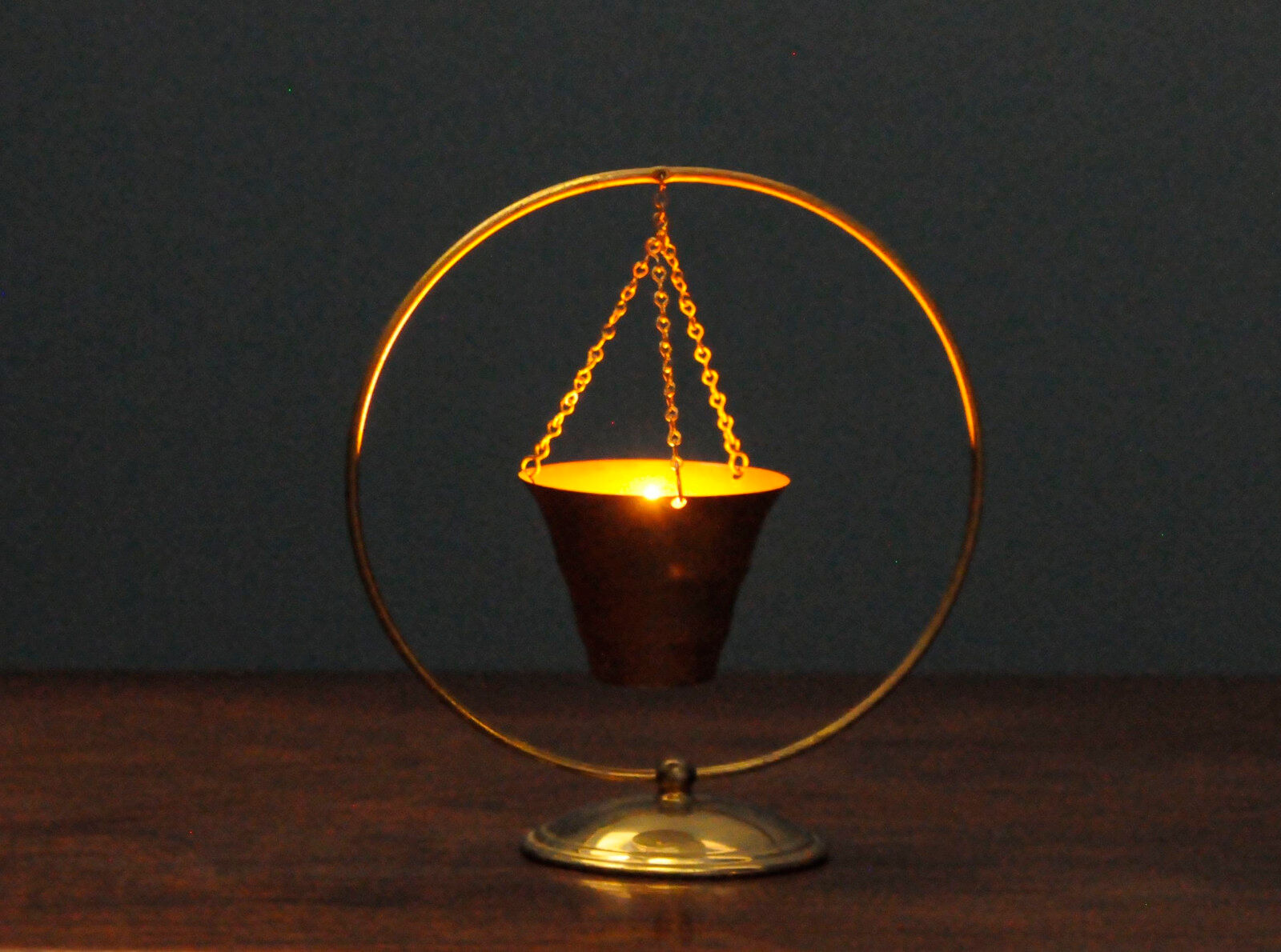 Scandinavian copper and brass candle holder