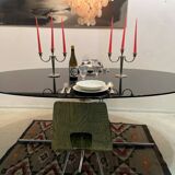 Vintage oval table in black lacquered wood