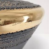 Black and gold ceramic vase west germany vintage design