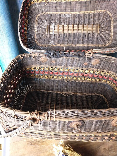 Braided wicker shopping basket
