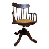 Antique Oak Revolving Office Desk Chair