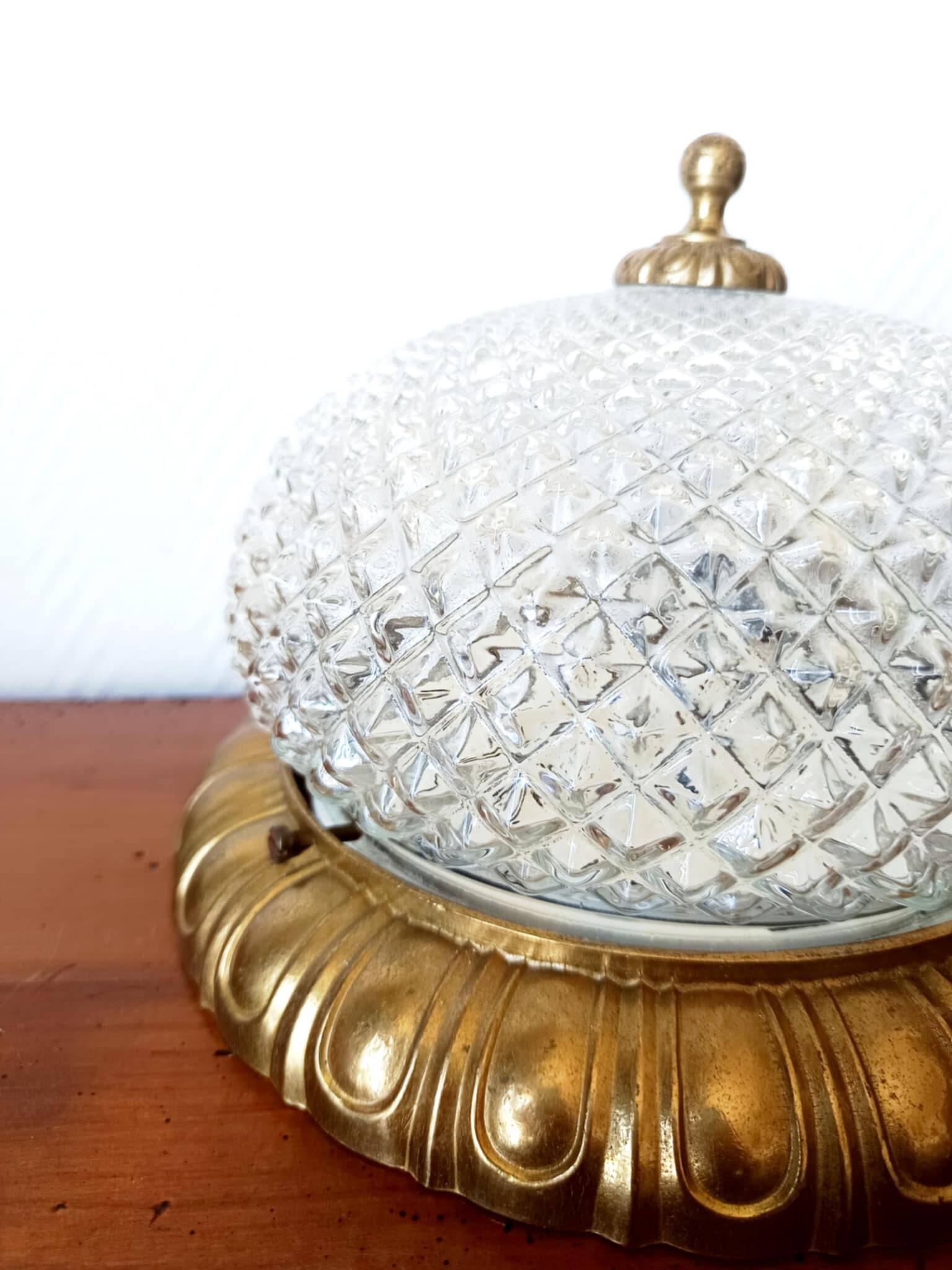 1950s Hollywood Regency Style Dome Ceiling Light
