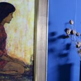 Huile sur panneau originale suédoise du milieu du siècle « portrait d'une fille » par björn larsen - vintage et encadrée