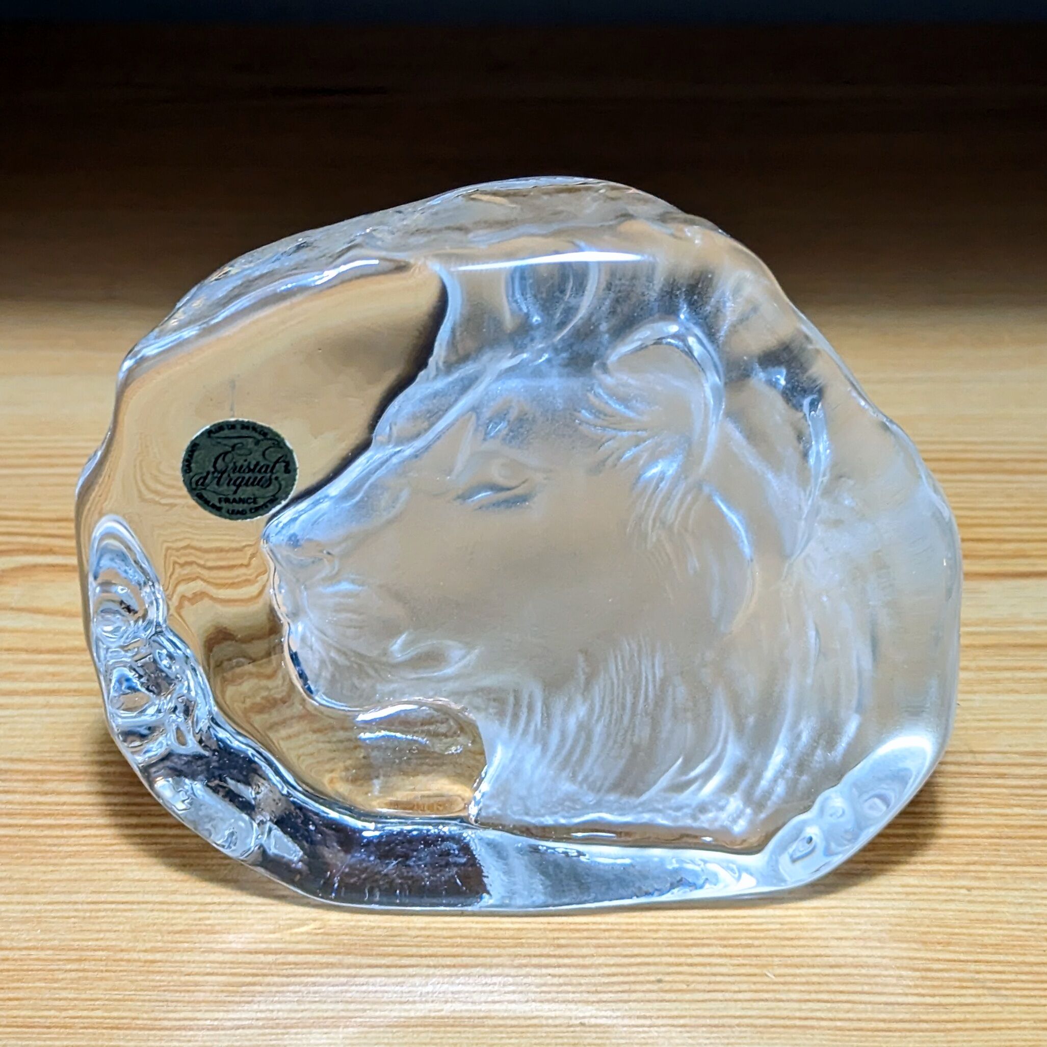 Paperweight Lion head sculpture Arques Crystal