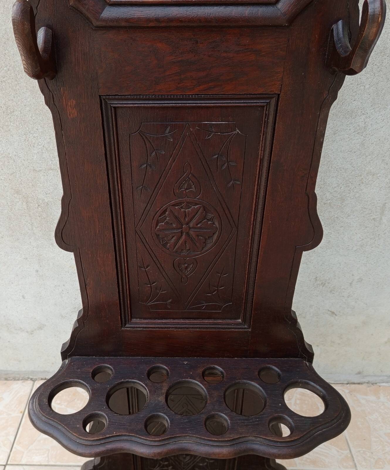 Louis XV Oak Coat Rack Hall Stand 19th Century