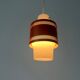 Glass ceiling light with an orange metal frame, 1960s, Germany.