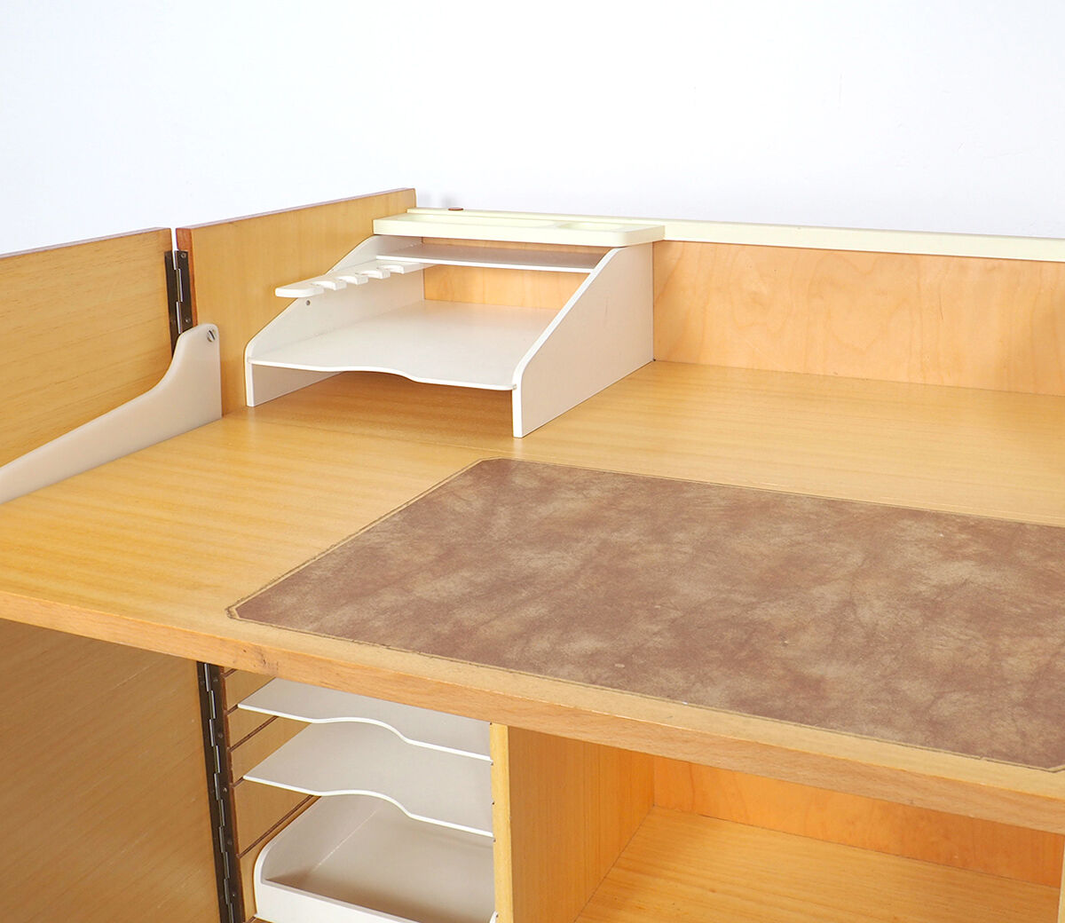 Vintage teak desk in cabinet, 1960s