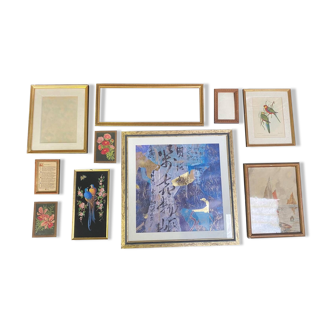 Lot de 10 cadres bois doré ou résine vintage